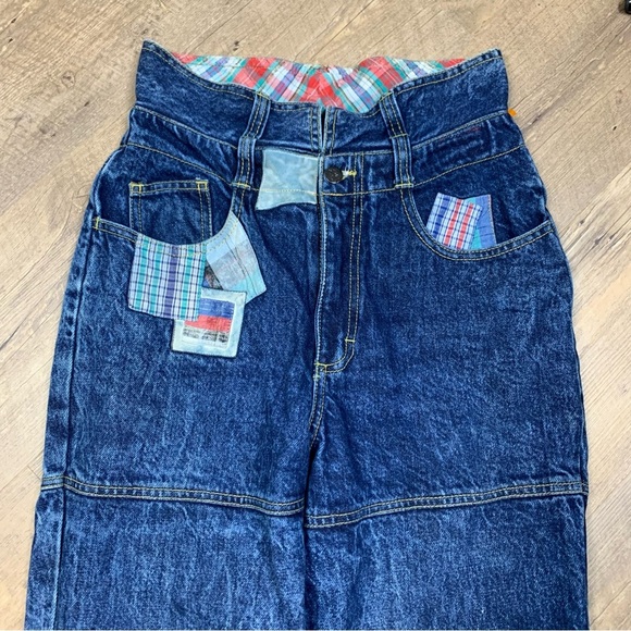 Vintage Patchwork Jeans 9/10 1980's  Cottagecore Acid Wash Made In Brazil ￼ - Picture 3 of 13